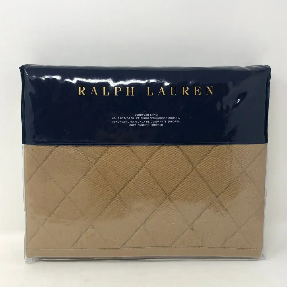 Ralph Lauren Cromwell Modern Equestrian European Sham Quilted 26x26 NEW